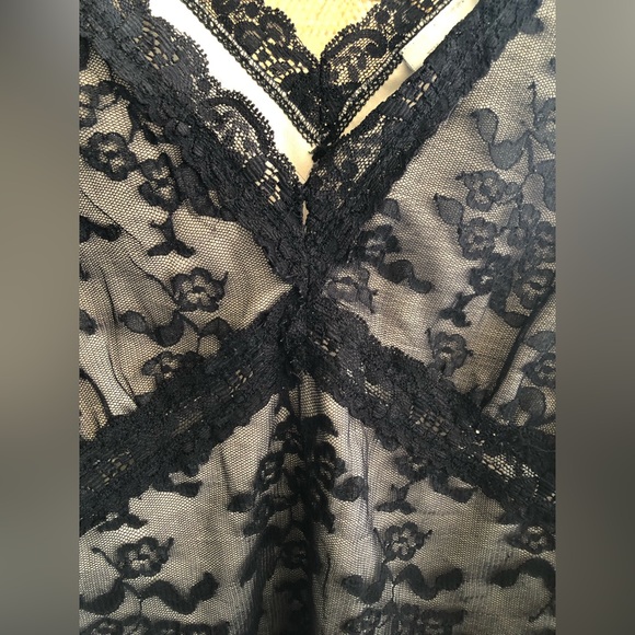 Vintage Worthington Mesh-Lace Black/Cream Tank-Top 90s/Alt - Picture 3 of 5